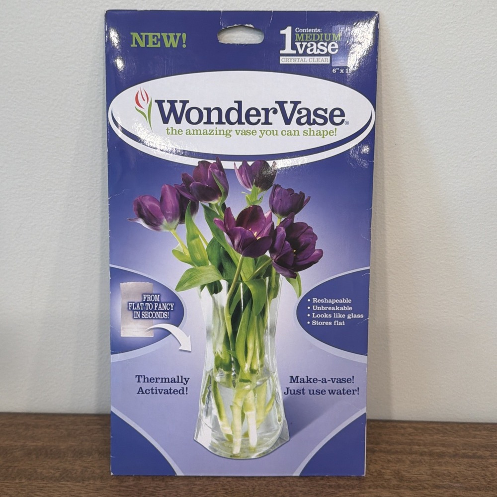 Vtg Wonder Vase Reusable Flower Vase Shape & Reshape Crystal Clear 6x11 NEW